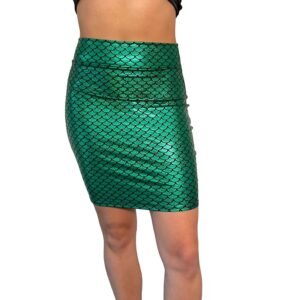 Women's Green Mermaid Scales Sparkle Pencil Skirt - Made in USA - Rave Festival Costume
