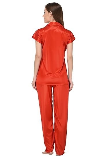 Women's Plain Satin Night Suit (Shirt and Pyjama) - Image 5