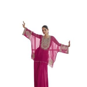 Women's Traditional Arabic Style, Chiffon Maxi Gown with Bell Sleeves