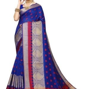 Kanjivaram Banarasi Elegent Silk Saree With One Blouse Piece, Color Blue