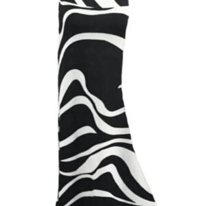 Women High Waist Zebra Stripes Wide Band Maxi Skirt