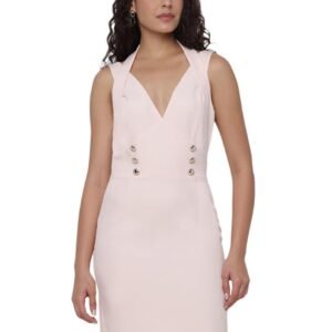 Women's Pink Solid V-Neck Regular Fit Sheath Dress