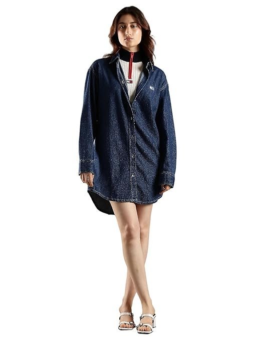Cotton Classic Collar Denim Dress