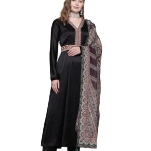Black Moxy Anarkali Kurta With Pant And Dupatta