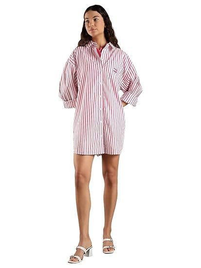 Cotton Spread Collar Shirt Dress