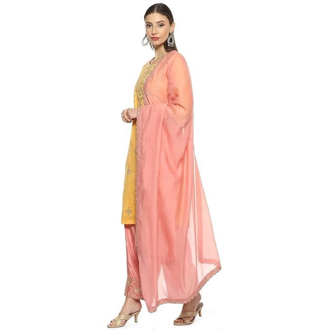 Women Cotton Straight Embroidered Suit Set - Image 2