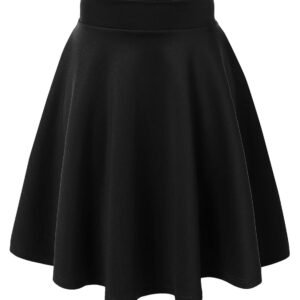 Women's Basic Versatile Stretchy Flared Casual Mini Skater Skirt XS-3XL Plus Size-Made in USA