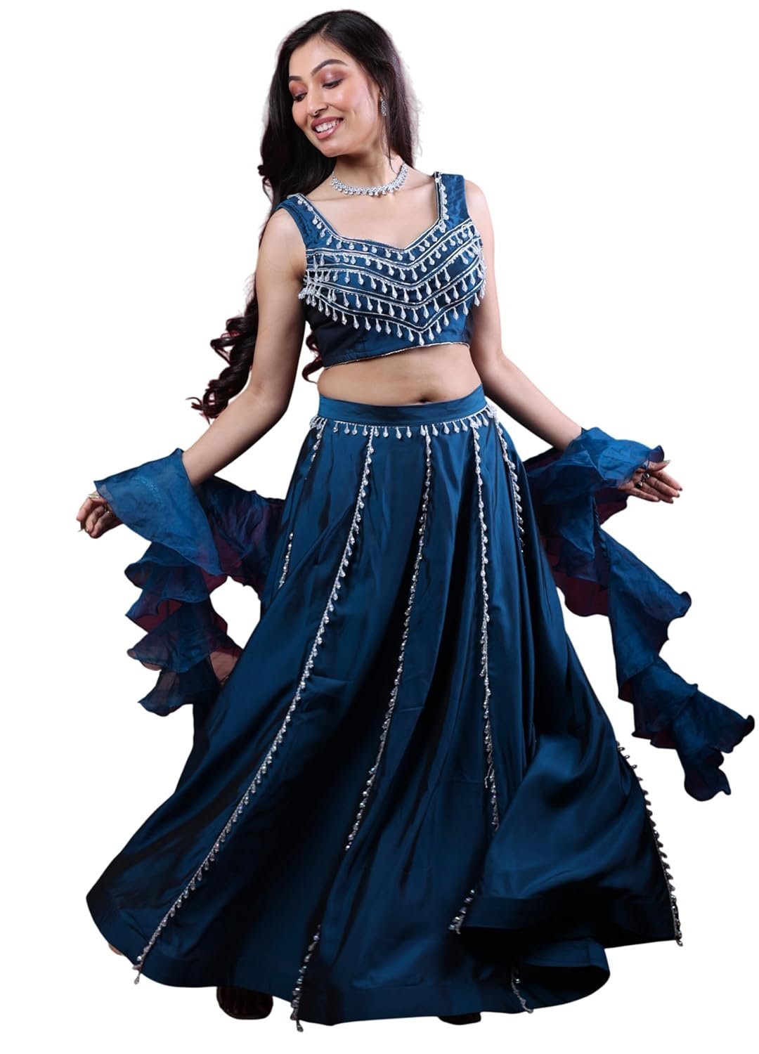 Lehenga Set – Navy Blue Glam, Traditional Indian Ethnic Wear