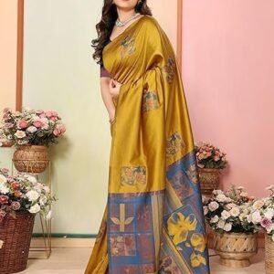 Women's Kanjivaram Banarasi Soft Silk Saree With Unstitched Blouse Piece (Silk Box Flower)