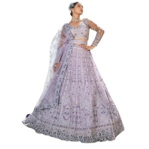 Women's Lehenga Choli Set - Traditional 3-Piece Indian Outfit with Dupatta | Wedding, Festive Ethnic Dress | Designer Lehenga for Women | Pastel Tone | Free Size