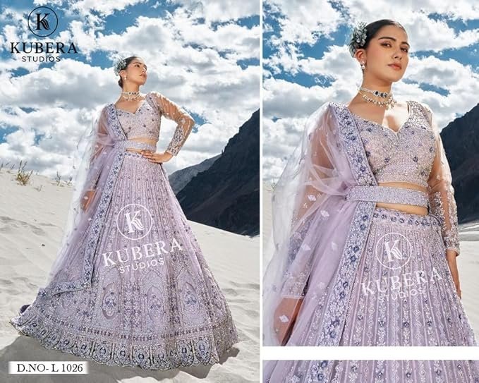 Women's Lehenga Choli Set - Traditional 3-Piece Indian Outfit with Dupatta | Wedding, Festive Ethnic Dress | Designer Lehenga for Women | Pastel Tone | Free Size - Image 2