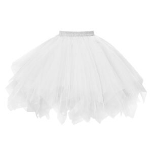 Women's 1950s Vintage Tutu Petticoat Ballet Bubble Skirt Fluffy Petticoat White (L/XL)
