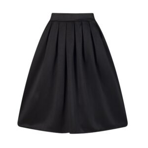 Women's A-Line Pleated Vintage Skirts for Women (2XL, Black)
