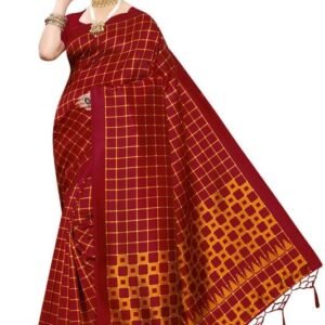 Latest Printed Designer Saree For Women's & Girl's, Color Maroon