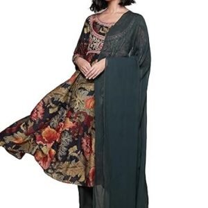 Green Flower Bloom Anarkali Kurta With Pant And Dupatta