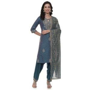 Women Poly Cotton Straight Dyed Suit Set